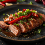 Knusprige Schweinefilet Streifen an Koriander Chili