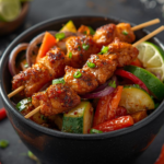 H&auml;hnchen Spie&szlig;e Chili Limette an buntem Gem&uuml;se