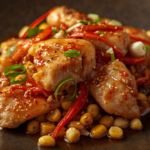 H&uuml;hnchen an Ingwer Paprika Mais